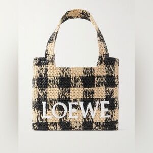 Loewe Paula’s Ibiza Mini Gingham Raffia Tote